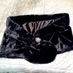 Faux Fur Black Shawl